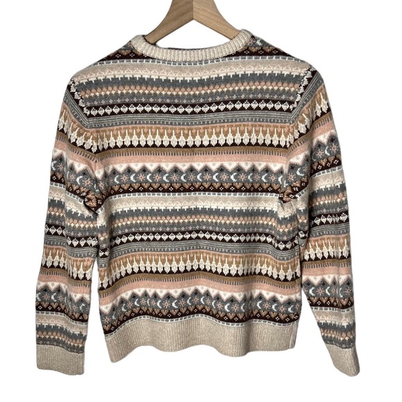 J. Crew Fair Isle Cropped Crewneck Sweater Ivory Deep Blush Medium - Picture 4 of 7